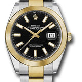 Rolex Steel and Yellow Gold Rolesor Datejust 41 Watch - Smooth Bezel - Black Index Dial - Oyster Bracelet - 126303 bkio