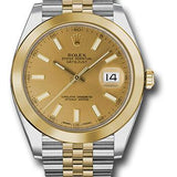 Rolex Steel and Yellow Gold Rolesor Datejust 41 Watch - Smooth Bezel - Champagne Index Dial - Jubilee Bracelet - 126303 chij