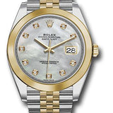 Rolex Steel and Yellow Gold Rolesor Datejust 41 Watch - Smooth Bezel - Mother-of-Pearl Diamond Dial - Jubilee Bracelet - 126303 mdj