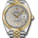 Rolex Steel and Yellow Gold Rolesor Datejust 41 Watch - Smooth Bezel - Silver Index Dial - Jubilee Bracelet - 126303 sij