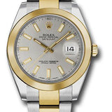 Rolex Steel and Yellow Gold Rolesor Datejust 41 Watch - Smooth Bezel - Silver Index Dial - Oyster Bracelet - 126303 sio