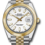 Rolex Steel and Yellow Gold Rolesor Datejust 41 Watch - Smooth Bezel - White Index Dial - Jubilee Bracelet - 126303 wij