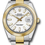 Rolex Steel and Yellow Gold Rolesor Datejust 41 Watch - Smooth Bezel - White Index Dial - Oyster Bracelet - 126303 wio