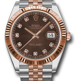 Rolex Steel and Everose Rolesor Datejust 41 Watch - Fluted Bezel - Chocolate Diamond Dial - Jubilee Bracelet - 126331 chodj