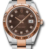 Rolex Steel and Everose Rolesor Datejust 41 Watch - Fluted Bezel - Chocolate Diamond Dial - Oyster Bracelet - 126331 chodo