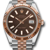 Rolex Steel and Everose Rolesor Datejust 41 Watch - Fluted Bezel - Chocolate Index Dial - Jubilee Bracelet - 126331 choij