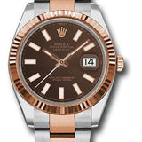 Rolex Steel and Everose Rolesor Datejust 41 Watch - Fluted Bezel - Chocolate Index Dial - Oyster Bracelet - 126331 choio