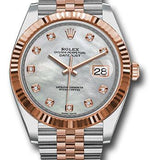 Rolex Steel and Everose Rolesor Datejust 41 Watch - Fluted Bezel - Mother-Of-Pearl Diamond Dial - Jubilee Bracelet - 126331 mdj