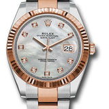 Rolex Steel and Everose Rolesor Datejust 41 Watch - Fluted Bezel - Mother-Of-Pearl Diamond Dial - Oyster Bracelet - 126331 mdo