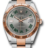 Rolex Steel and Everose Rolesor Datejust 41 Watch - Fluted Bezel - Slate Gray Green Roman Dial - Oyster Bracelet - 126331 slgro