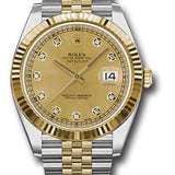 Rolex Steel and Yellow Gold Rolesor Datejust 41 Watch - Fluted Bezel - Champagne Diamond Dial - Jubilee Bracelet - 126333 chdj