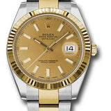 Rolex Steel and Yellow Gold Rolesor Datejust 41 Watch - Fluted Bezel - Champagne Index Dial - Oyster Bracelet - 126333 chio