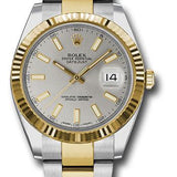 Rolex Steel and Yellow Gold Rolesor Datejust 41 Watch - Fluted Bezel - Silver Index Dial - Oyster Bracelet - 126333 sio