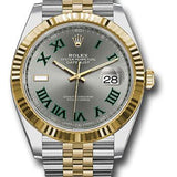 Rolex Steel and Yellow Gold Rolesor Datejust 41 Watch - Fluted Bezel - Slate Green Roman Dial - Jubilee Bracelet - 126333 slgrj