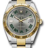 Rolex Steel and Yellow Gold Rolesor Datejust 41 Watch - Fluted Bezel - Slate Green Roman Dial - Oyster Bracelet - 126333 slgro