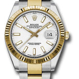 Rolex Steel and Yellow Gold Rolesor Datejust 41 Watch - Fluted Bezel - White Index Dial - Oyster Bracelet - 126333 wio