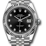 Rolex Steel and White Gold Rolesor Datejust 41 Watch - Fluted Bezel - Black Diamond Dial - Jubilee Bracelet - 126334 bkdj