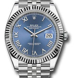 Rolex Steel and White Gold Rolesor Datejust 41 Watch - Fluted Bezel - Blue Roman Dial - Jubilee Bracelet - 126334 blrj