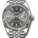 Rolex Steel and White Gold Rolesor Datejust 41 Watch - Fluted Bezel - Dark Rhodium Index Dial - Jubilee Bracelet - 126334 dkrij