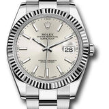 Rolex Steel and White Gold Rolesor Datejust 41 Watch - Fluted Bezel - Silver Index Dial - Oyster Bracelet - 126334 sio