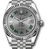 Rolex Steel and White Gold Rolesor Datejust 41 Watch - Fluted Bezel - Slate Green Roman Dial - Jubilee Bracelet - 126334 slgrj