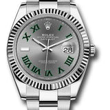 Rolex Steel and White Gold Rolesor Datejust 41 Watch - Fluted Bezel - Slate Green Roman Dial - Oyster Bracelet - 126334 slgro