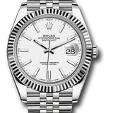 Rolex Steel and White Gold Rolesor Datejust 41 Watch - Fluted Bezel - White Index Dial - Jubilee Bracelet - 126334 wij