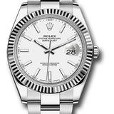 Rolex Steel and White Gold Rolesor Datejust 41 Watch - Fluted Bezel - White Index Dial - Oyster Bracelet - 126334 wio