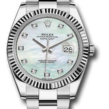 Rolex Steel and White Gold Rolesor Datejust 41 Watch - Fluted Bezel - White Mother-Of-Pearl Diamond Dial - Oyster Bracelet - 126334 wmdo