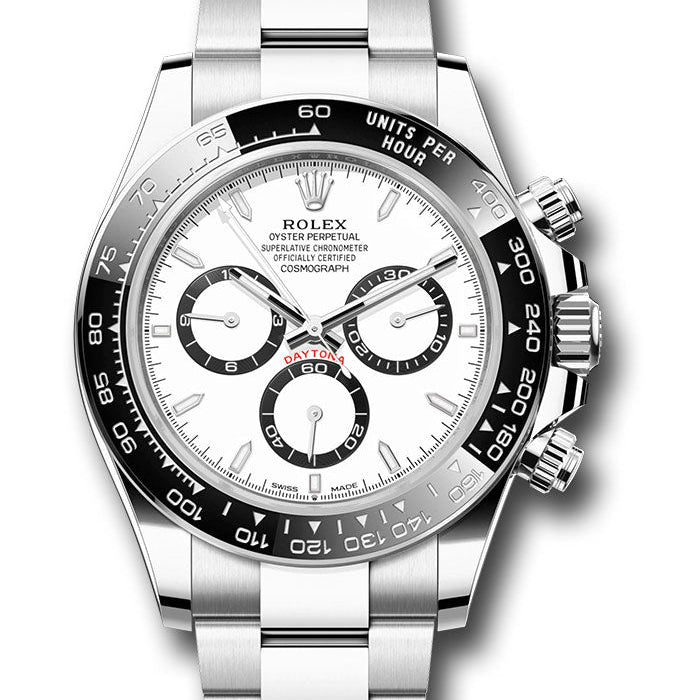 Rolex Oystersteel Cosmograph Daytona Watch - Black Cerachrom Bezel - White Index Dial - Oyster Bracelet - 126500ln wio