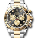 Rolex Yellow Rolesor Cosmograph Daytona Watch - Fixed Bezel - Black And Golden Diamond Dial - Oyster Bracelet - 126503 bkchdo