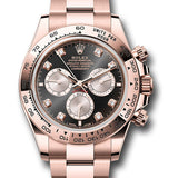 Rolex Everose Gold Cosmograph Daytona Watch - Fixed Bezel - Black And Sundust Diamond Dial - Oyster Bracelet - 126505 bksudo