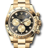 Rolex Yellow Gold Cosmograph Daytona Watch - Fixed Bezel - Black And Golden Diamond Dial - Oyster Bracelet - 126508 bkchdo