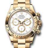 Rolex Yellow Gold Cosmograph Daytona Watch - Fixed Bezel - White Index Dial - Oyster Bracelet - 126508 wio