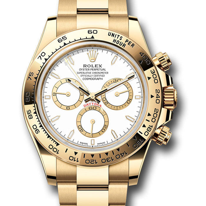 Rolex Yellow Gold Cosmograph Daytona Watch - Fixed Bezel - White Index Dial - Oyster Bracelet - 126508 wio