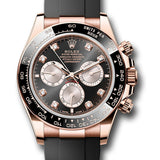 Rolex Everose Gold Cosmograph Daytona Watch - Black Cerachrom Bezel - Black And Sundust Diamond Dial - Oysterflex Strap - 126515ln bksudof