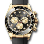 Rolex Yellow Gold Cosmograph Daytona Watch - Black Cerachrom Bezel - Black And Golden Diamond Dial - Oysterflex Strap - 126518ln bkchdof