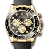 Rolex Yellow Gold Cosmograph Daytona Watch - Black Cerachrom Bezel - Black And Golden Diamond Dial - Oysterflex Strap - 126518ln bkchdof