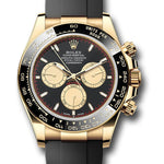 Rolex Yellow Gold Cosmograph Daytona Watch - Black Cerachrom Bezel - Black And Champagne Index Dial - Oysterflex Strap - 126518ln bkchiof