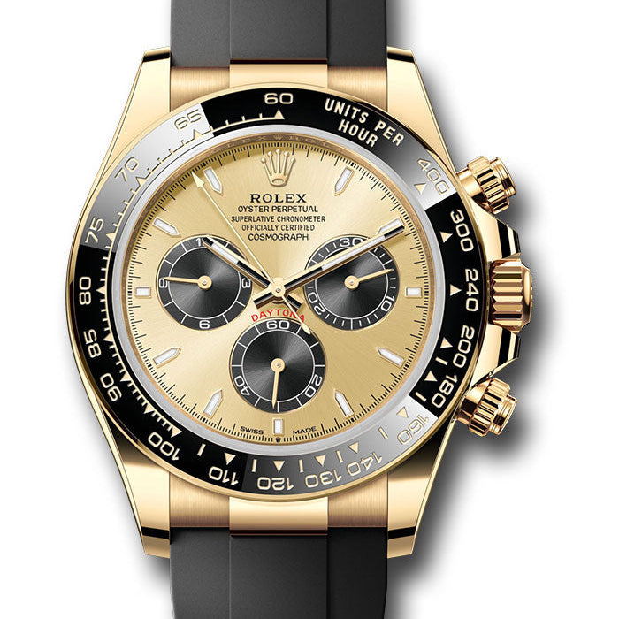 Rolex Yellow Gold Cosmograph Daytona Watch - Black Cerachrom Bezel - Golden And Black Index Dial - Oysterflex Strap - 126518ln chbkiof