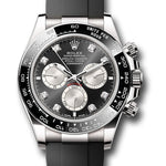 Rolex White Gold Cosmograph Daytona Watch - Black Cerachrom Bezel - Black And Steel Diamond Dial - Oysterflex Strap - 126519ln bkstdof