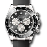 Rolex White Gold Cosmograph Daytona Watch - Black Cerachrom Bezel - Black And Steel Diamond Dial - Oysterflex Strap - 126519ln bkstdof