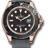 Rolex Everose Gold Yacht-Master 40 Watch - Black Dial - Oysterflex Strap - 126655 bk