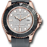 Rolex Everose Gold Yacht-Master 40 Watch - Diamond Paved Dial - Oysterflex Strap - 126655dp