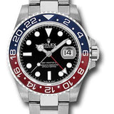 Rolex Rolex Steel GMT-Master II 40 Watch - Blue And Red Pepsi Bezel - Black Dial - Oyster Bracelet - 126710BLRO o