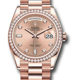 Rolex Everose Gold Day-Date 36 Watch - Diamond Bezel - Rose Diamond Dial - President Bracelet - 128345RBR rodp