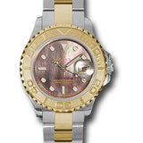 Rolex Steel and Yellow Gold Lady Yacht-Master 29 Watch - Black Mother-Of-Pearl Dial - 169623 dkm