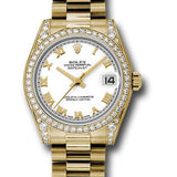 Rolex Yellow Gold Datejust 31 Watch - 48 Diamond Bezel - White Roman Dial - President Bracelet - 178158 wrp