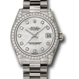 Rolex White Gold Datejust 31 Watch - 48 Diamond Bezel - Mother-Of-Pearl Diamond Dial - President Bracelet - 178159 mdp