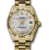 Rolex Yellow Gold Datejust 31 Watch - Fluted Bezel - Mother-Of-Pearl Diamond Dial - President Bracelet - 178238 mdp